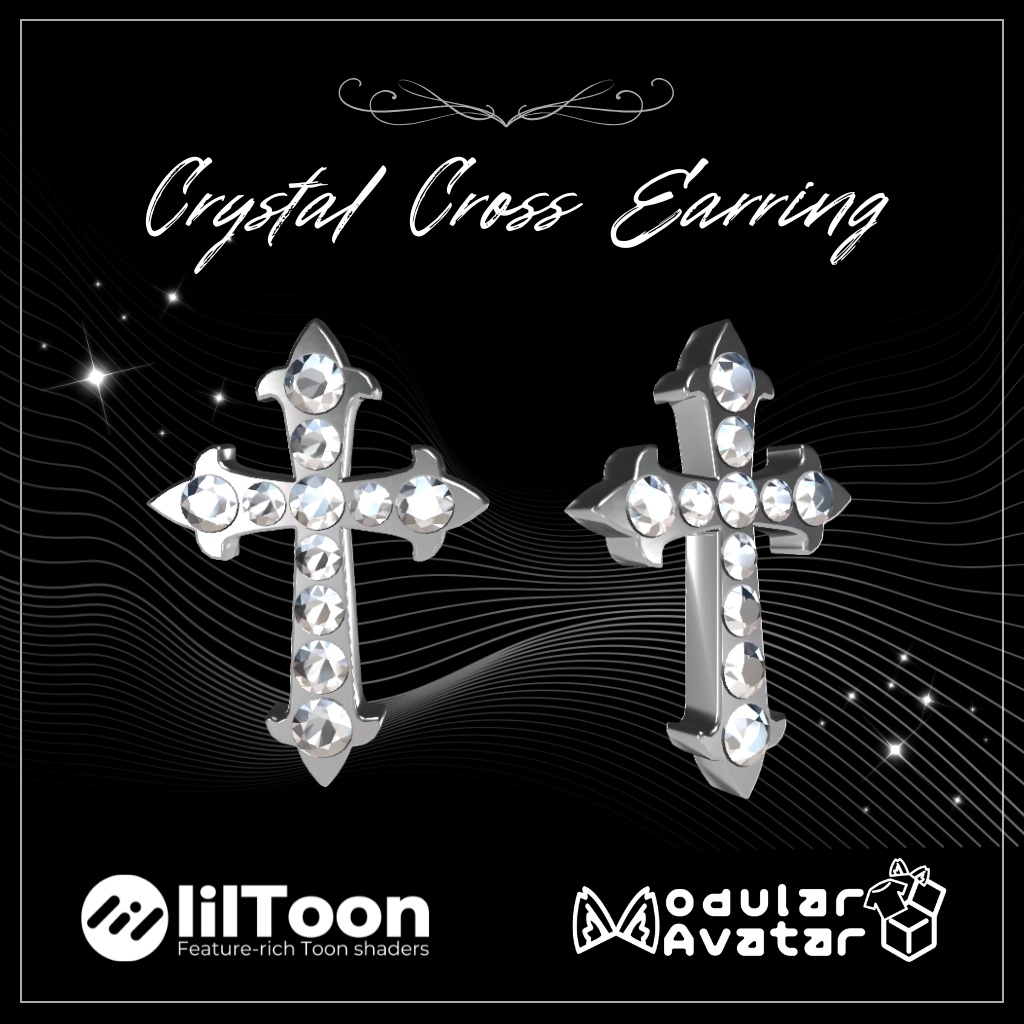 【MA対応】Crystal Cross Earring/クリスタルクロスピアス【VRChat想定】 image
