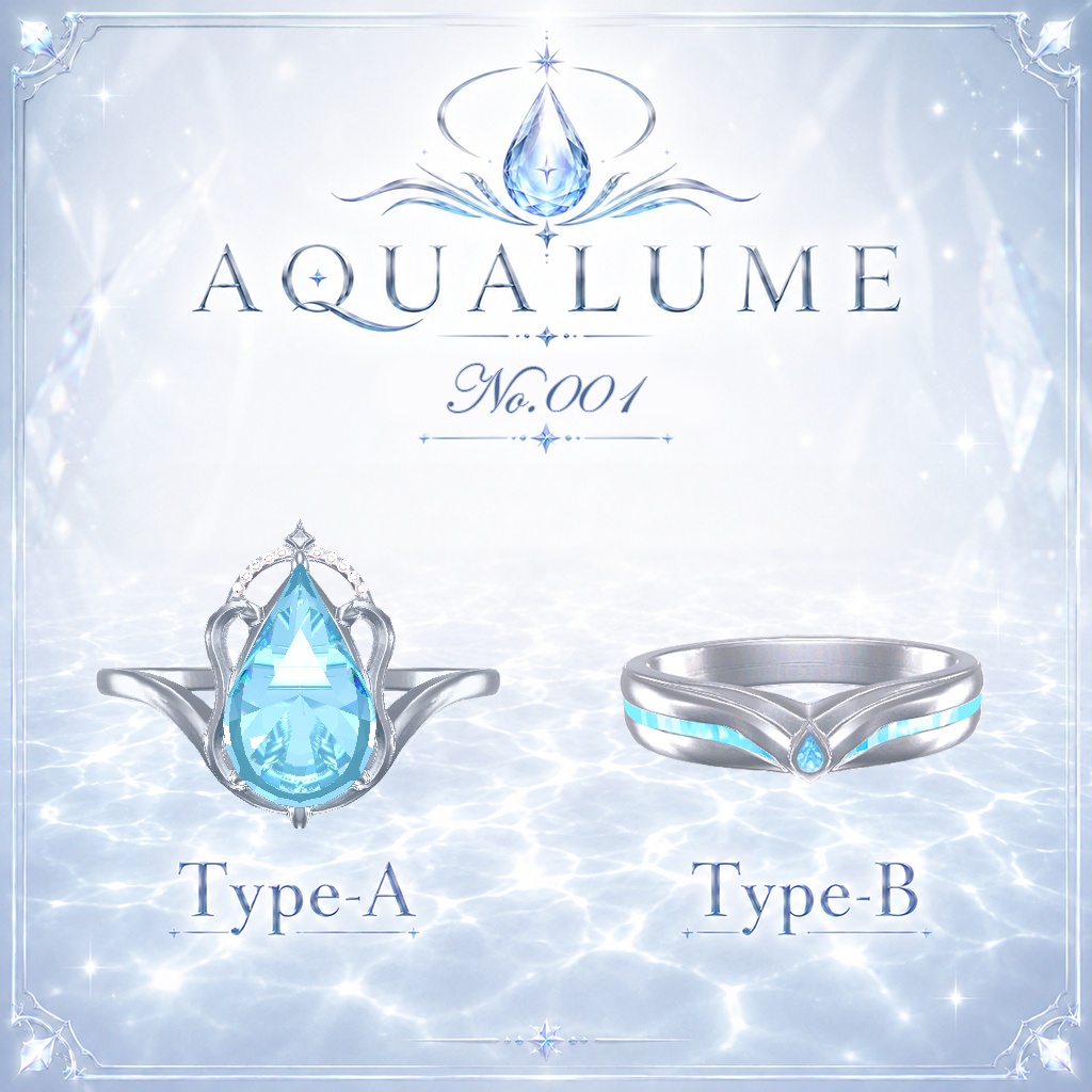 【VRChat想定】AQUALUME💍No.001  Type-A/B MA対応17Avatar（12color×17color） image