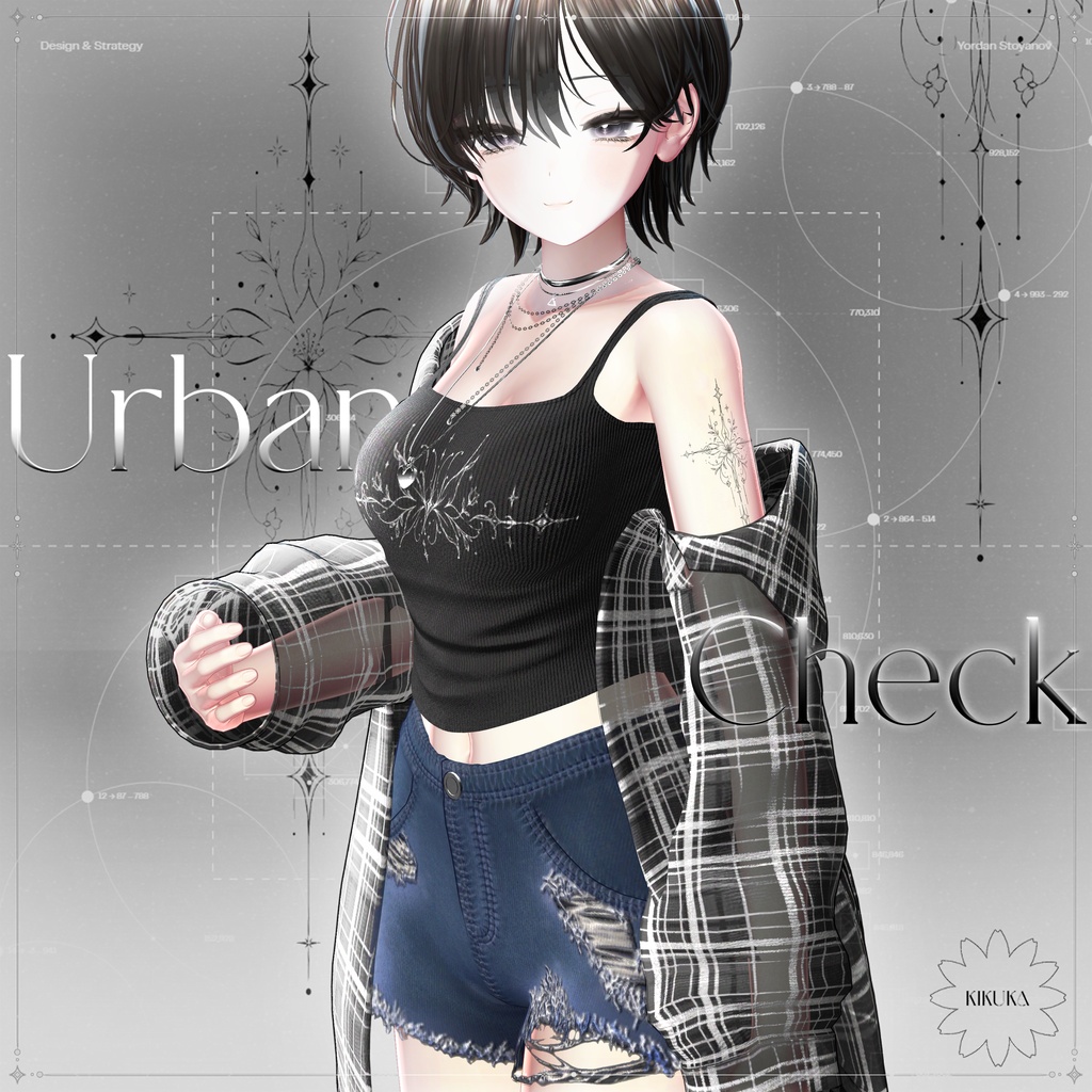 ❖ 【17アバター対応】✦†─Urban Check─†✦【VRChat向け衣装モデル】❖ image