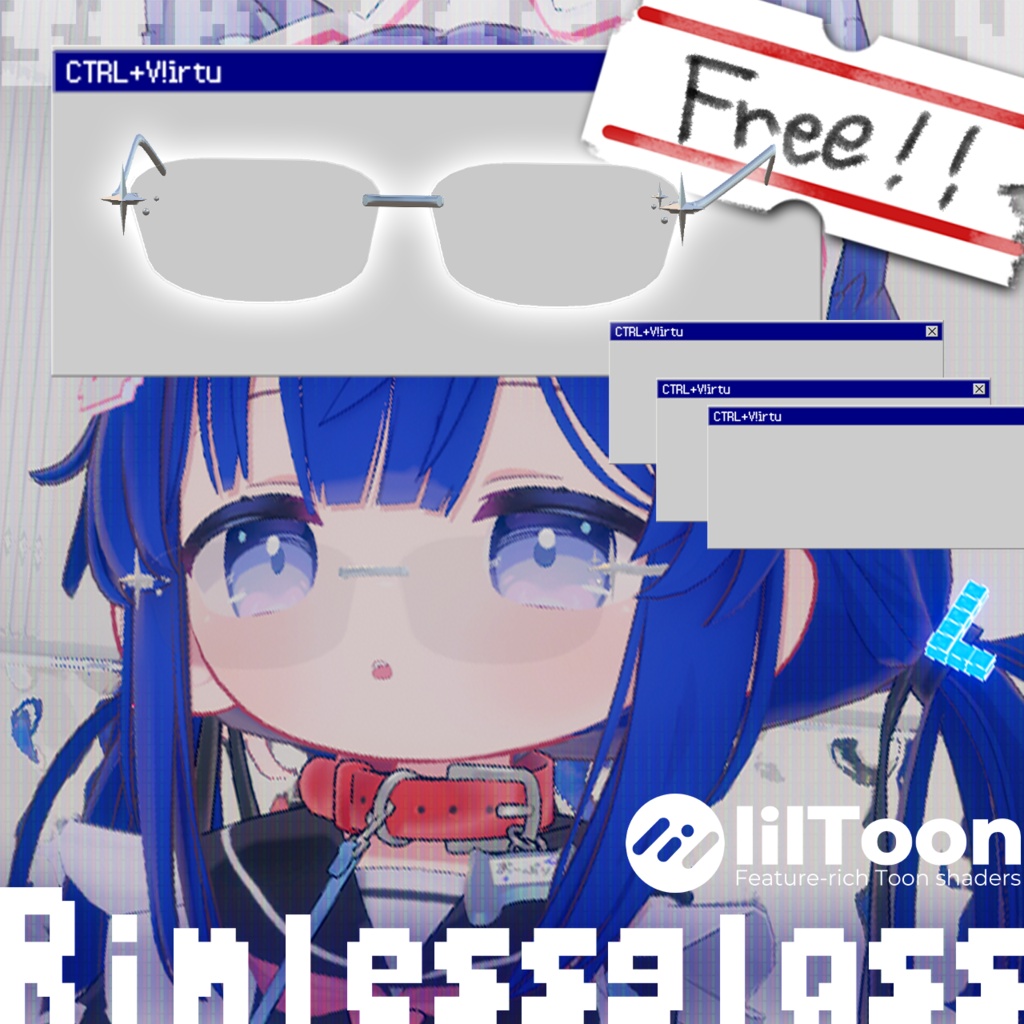 [ꜰʀᴇᴇ]普通のリムレスメガネ[MA対応] image