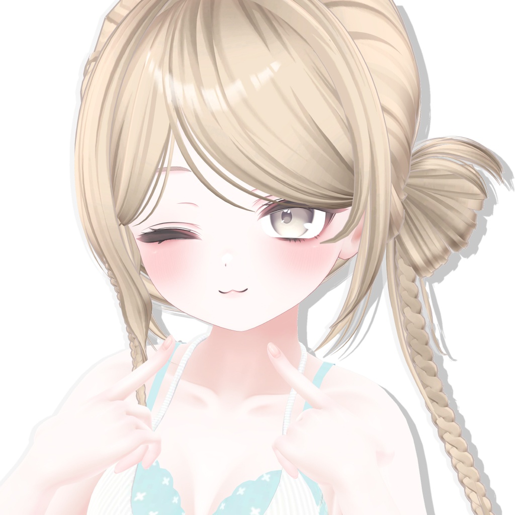 【9 アバター対応】【VRC Hair】 Side Braid Bun Hair image