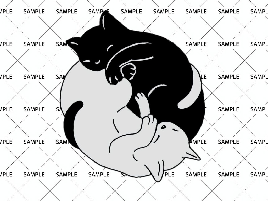 陰陽　猫　デカール image