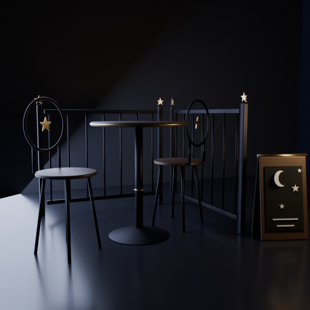 【ワールド家具】夜のカフェテラスセット | Night Cafe Terrace image