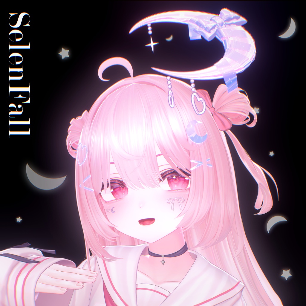 ✦SALE✦ - SelenFall - Two Side Up Hair & Halo🌙【14Avatars】 image