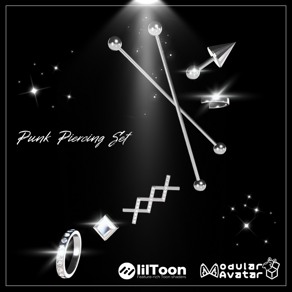 【MA対応】Punk Piercing Set/パンクピアスセット【VRChat想定】 image