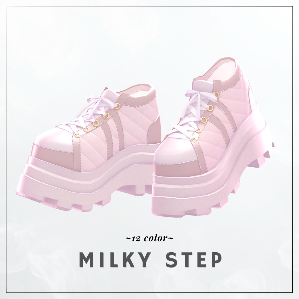 ✨販売記念SALE✨【22アバター対応】厚底スニーカー Milky Step～カラバリ12種～【VRChat向け】#whimsy_cat image